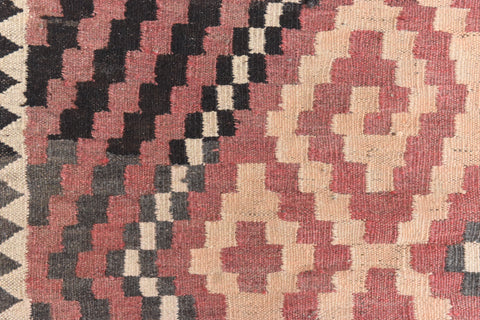 Vintage Aztec Patterned Geometric Wool Kilim Rug