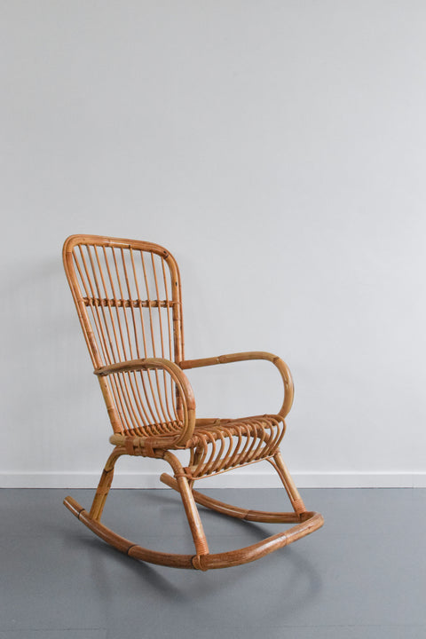 Vintage Bamboo / Cane Rocking Chair