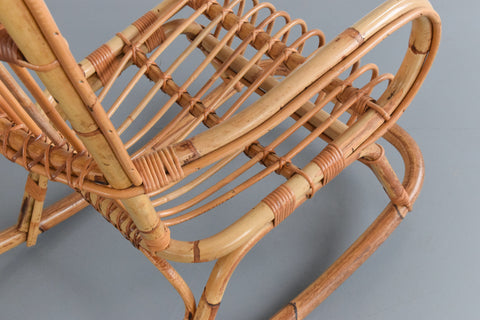 Vintage Bamboo / Cane Rocking Chair