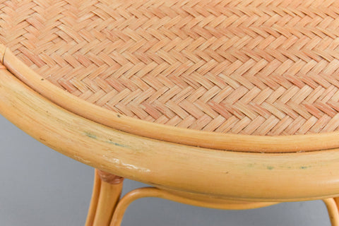 Vintage Bamboo and Wicker Circular Coffee Table