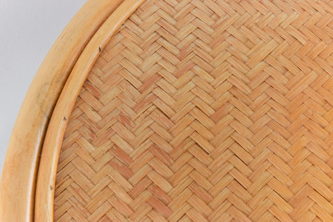 Vintage Bamboo and Wicker Circular Coffee Table