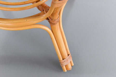 Vintage Bamboo and Wicker Circular Coffee Table