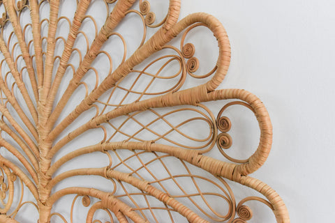 Vintage Rattan Bamboo Double Headboard