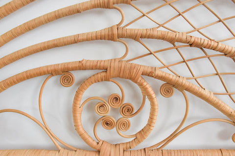 Vintage Rattan Bamboo Double Headboard