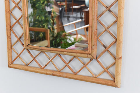 Vintage Rectangular Bamboo Mirror