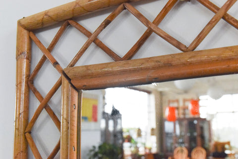 Vintage Rectangular Bamboo Mirror