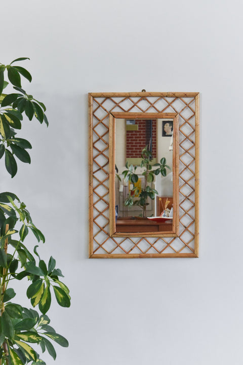 Vintage Rectangular Bamboo Mirror