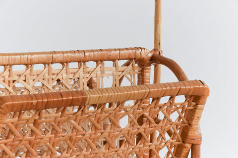 Vintage Bamboo and Wicker Magazine Rack