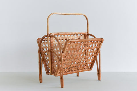 Vintage Bamboo and Wicker Magazine Rack