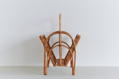 Vintage Bamboo and Wicker Magazine Rack