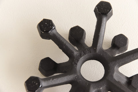 Vintage Small 1960s Black Cast Iron Japanese Candelabra