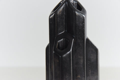 Vintage Black Sculptural Vase / Vessel by Geert Jacobs for Potterie de Tramhalte