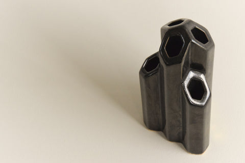 Vintage Black Sculptural Vase / Vessel by Geert Jacobs for Potterie de Tramhalte