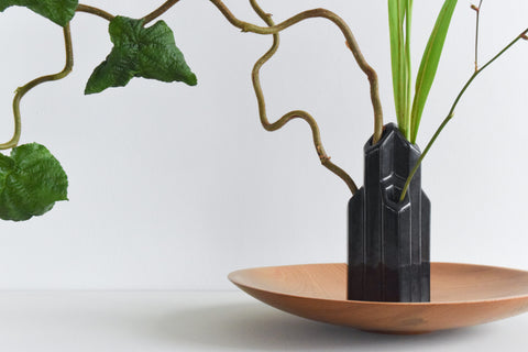 Vintage Black Sculptural Vase / Vessel by Geert Jacobs for Potterie de Tramhalte