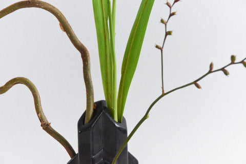 Vintage Black Sculptural Vase / Vessel by Geert Jacobs for Potterie de Tramhalte