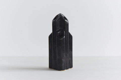Vintage Black Sculptural Vase / Vessel by Geert Jacobs for Potterie de Tramhalte