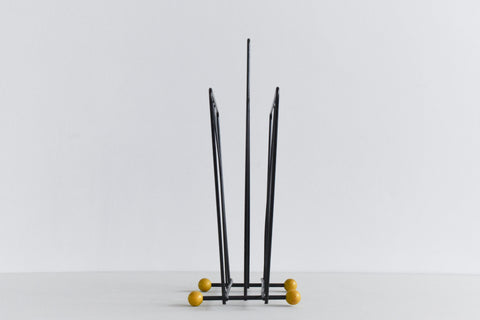 Vintage Black and Yellow Atomic Wire Magazine Rack