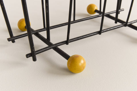 Vintage Black and Yellow Atomic Wire Magazine Rack