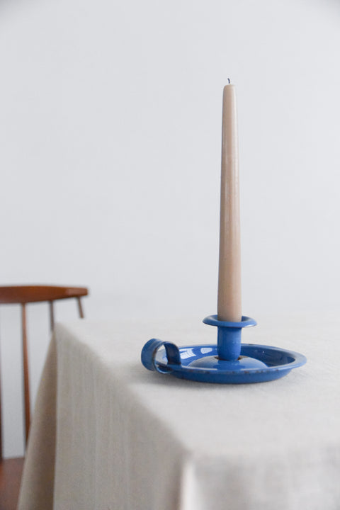 Vintage Rustic Blue Enamel Candle Holder