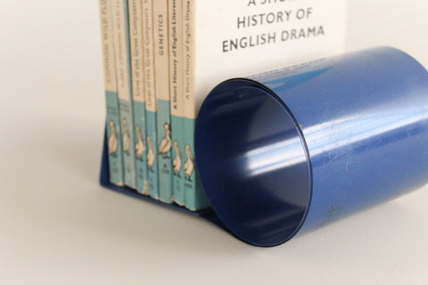 Vintage Blue Metal Expandable Book Rack