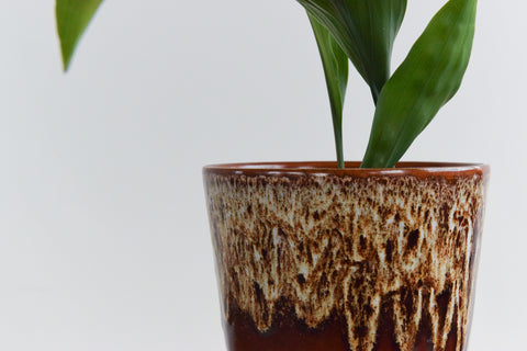 Vintage Brown Drip Glaze West German Plant Pot