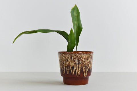 Vintage Brown Drip Glaze West German Plant Pot