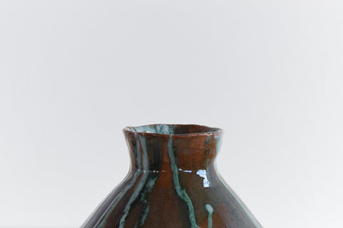 Vintage Brown and Green Studio Pottery Vase