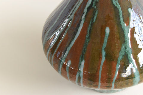 Vintage Brown and Green Studio Pottery Vase