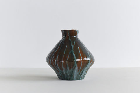 Vintage Brown and Green Studio Pottery Vase