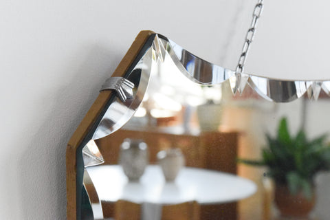 Vintage Frameless Crescent Bevelled Mirror