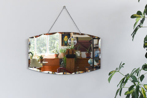 Vintage Frameless Curved Bevelled Mirror