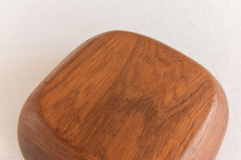 Vintage Danish Handcrafted Wooden Square Bowl