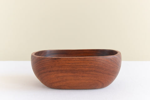 Vintage Danish Handcrafted Wooden Square Bowl