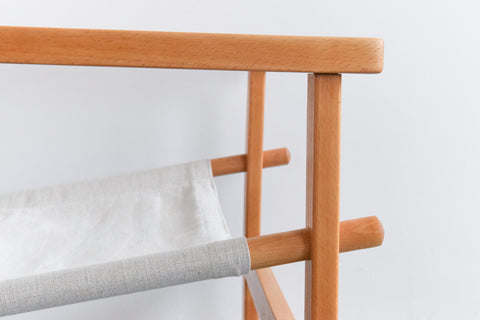 Vintage Danish Hyllinge Mobler Beech and Canvas Sling Lounge Chair