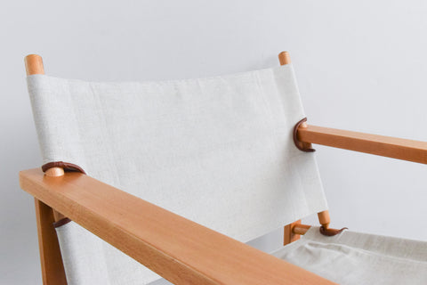 Vintage Danish Hyllinge Mobler Beech and Canvas Sling Lounge Chair