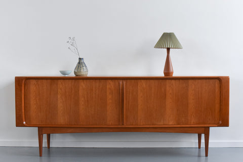 Vintage Danish Teak Tambour Door Sideboard by Bernhard Pedersen & Son Model 142