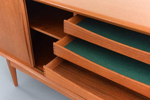 Vintage Danish Teak Tambour Door Sideboard by Bernhard Pedersen & Son Model 142