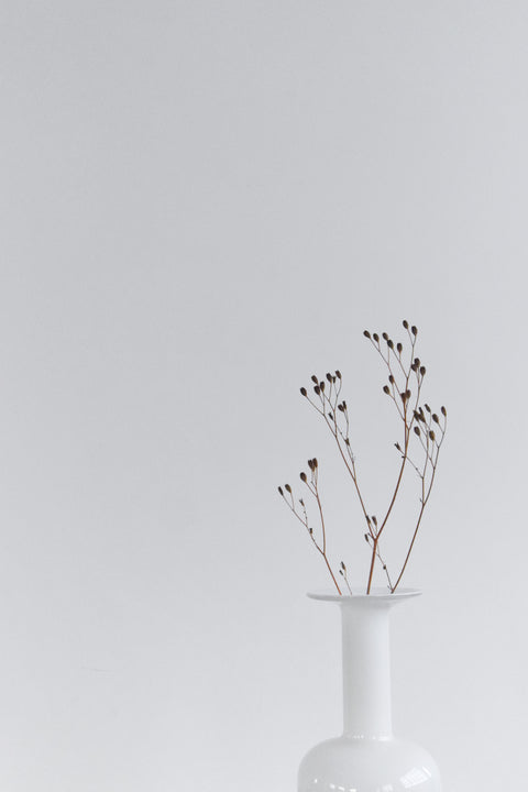 Vintage Danish White Opal Glass Vase by Otto Brauer for Holmegaard