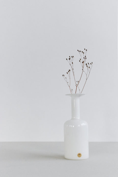 Vintage Danish White Opal Glass Vase by Otto Brauer for Holmegaard