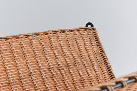 Vintage Folding Wicker / Rattan and Metal Magazine Rack