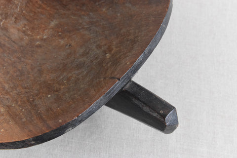 Vintage Folk Art Hand Carved Wooden Double Bowl