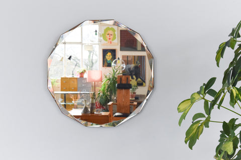 Vintage Frameless Bevelled Mirror