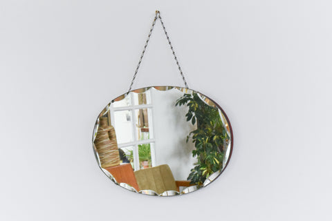 Vintage Frameless Oval Bevelled Mirror