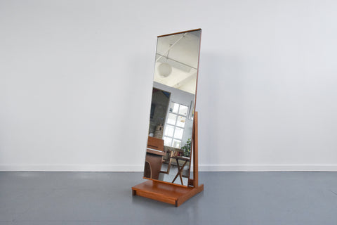 Vintage Free Standing Teak Cantata Range Cheval Mirror by Stag