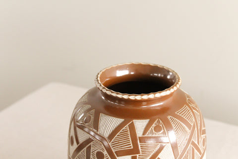 Vintage Geometric Patterned Studio Pottery Vase