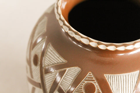 Vintage Geometric Patterned Studio Pottery Vase