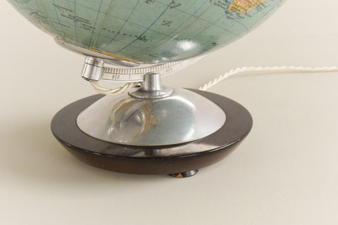 Vintage German Glass Light Up Columbus DUO Erdglobus Globe by Paul Oestergaard