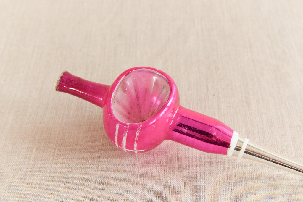 Vintage Pink and Silver Glass Christmas Tree Topper Absolutely Nice