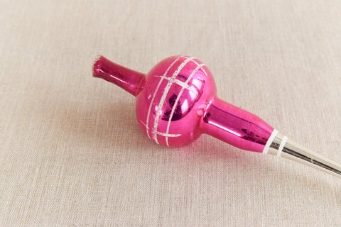 Vintage Pink and Silver Glass Christmas Tree Topper