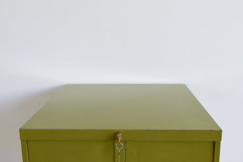 Vintage Green 10 Drawer Metal Filing Cabinet